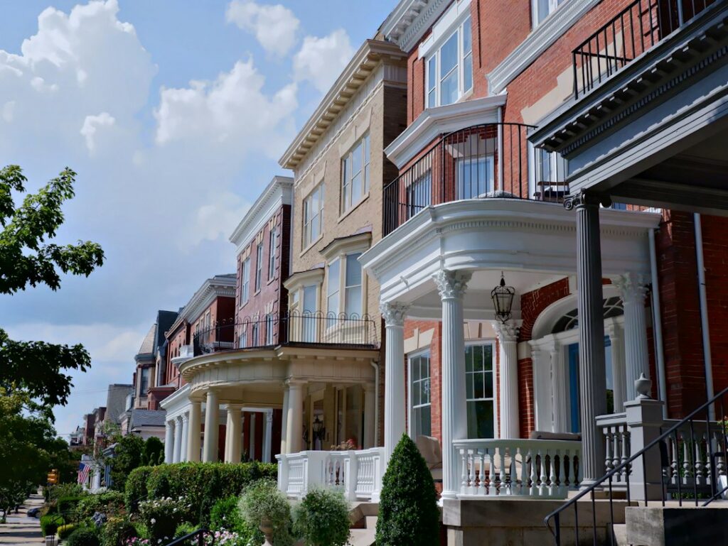 Historic attached row houses in the Fan District neighborhood of Richmond, Virginia