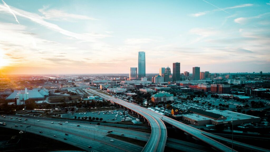 View of the downtown Oklahoma City, Oklahoma skyline and its office towers