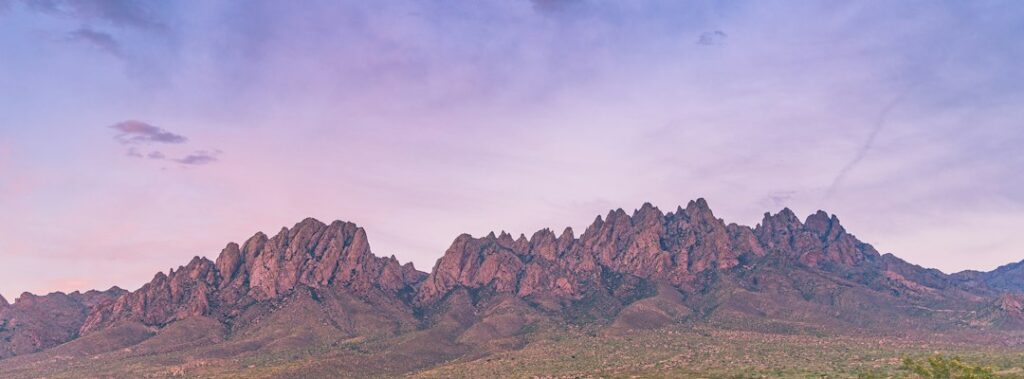 Jagged Organ Mountains rising above the southern New Mexico desert east of Las Cruces