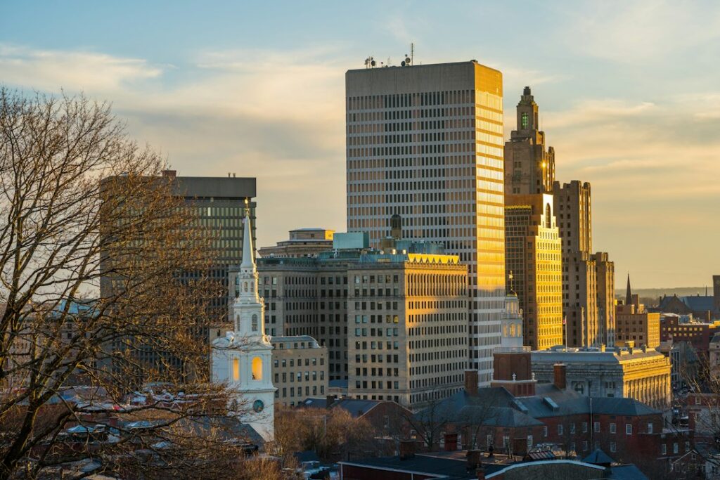 View of downtown Providence, Rhode Island from Prospect Terrace Park on College Hill